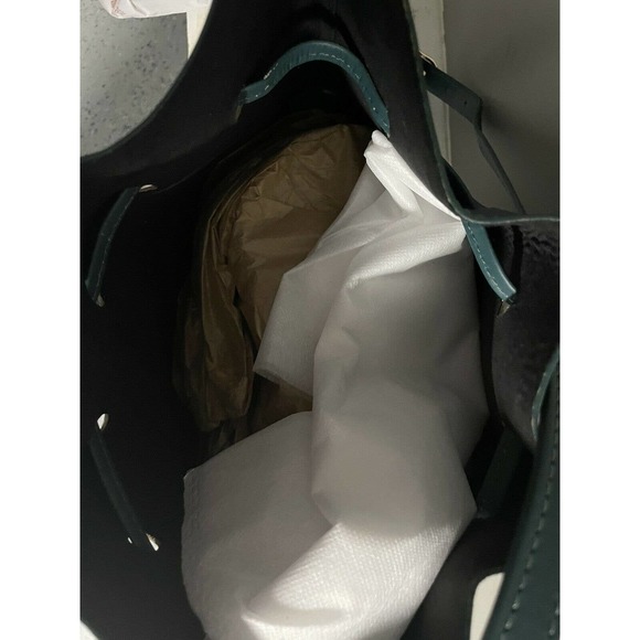 NWT Valentina Fiore Italian Handmade green leather tote bag stl 3159 - Picture 7 of 11